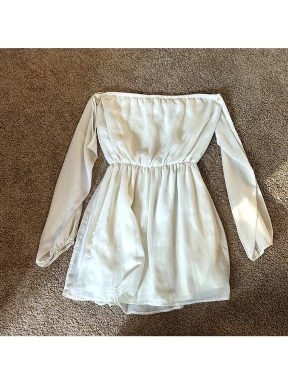 Tobi White Off-The-Shoulder Chiffon Mini Dress